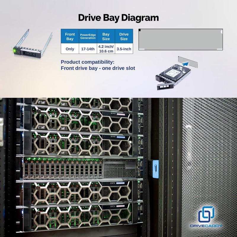 DRIVECADDY 3-Pack 3.5" Hard Drive Caddy - Compatible for Dell PowerEdge Servers - 14-17th Gen T560 R660 R6625 R7615 R7625 R760 R250 R350 T350 R240 R340 R440 R540 - SSD SAS SATA NVMe Tray - Image 5